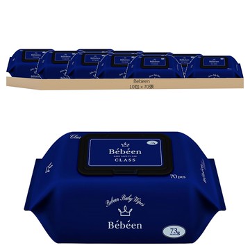 Bebeen 高級壓花低刺激嬰兒濕巾蓋型  73g  1包  10包