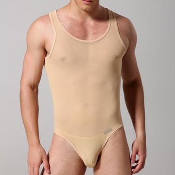 男女同款三角褲連體衣背心內衣網紗半透明性感透氣透視柔軟舒適