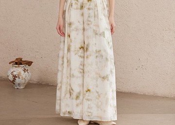 新中式復古中國風 天絲亞麻高腰垂墜氛圍感闊腿褲