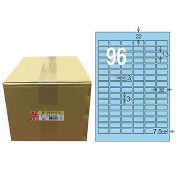 【龍德】LONGDER 三用電腦標籤 A4 96格 圓角 13*30mm淺藍1000張/箱 LD-8116-B-B(適用雷射、噴墨、影印)