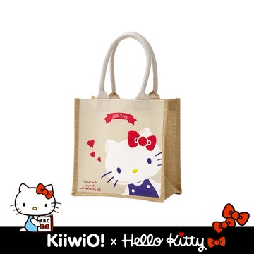 就是喜歡你【Kiiwi O!】Hello Kitty x Kiiwi O! 聯名款．萌萌大臉系列雙面棉麻手提袋 (共5款可選)  三麗鷗 出遊購物 輕巧便利 實用好提 簡約提袋 女生禮物