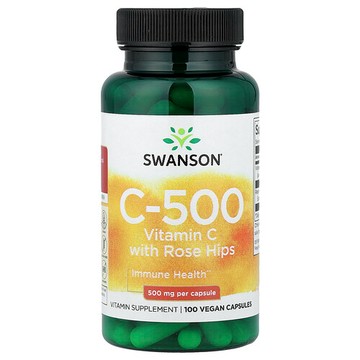 Swanson Vitamins, C-500，玫瑰果維生素 C，100 粒全素膠囊