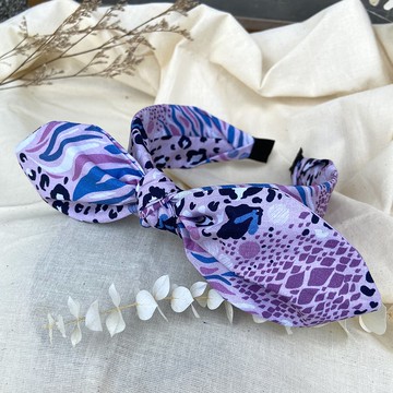 髮箍/兔耳髮箍/豹紋-粉紫