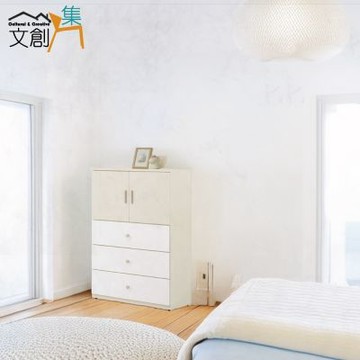 文創集 克索亞2.5尺皮革紋二門三抽斗櫃-76x40x122cm免組
