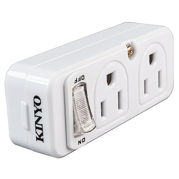 Kinyo 節電1開4插分接器 2孔/3孔  51mm  白色  1個