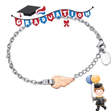 畢業禮物．白鋼手鍊．夢想起飛．客製刻字． 閨密禮物