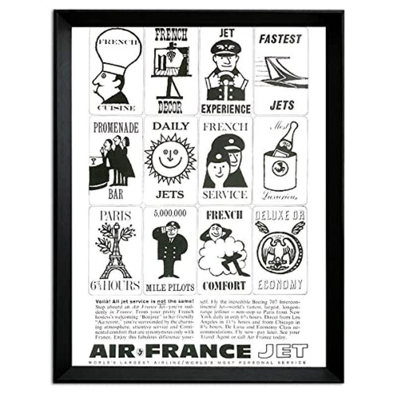 エールフランス 1960年代 アメリカ 雑誌 ビンテージ広告 ポスター 額付