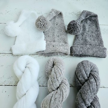 新生兒睡帽絨球帶包裹物，針織拍照道具