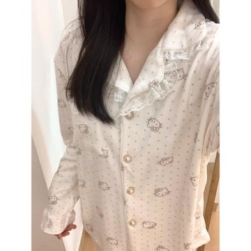 海島絨睡衣女秋冬季加絨加厚珊瑚絨冬天保暖奶呼呼甜美波點家居服