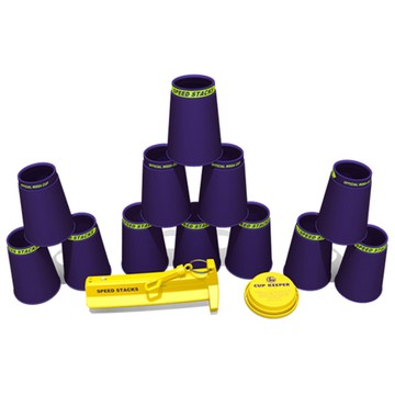 SPEED STACKS PS2X 競技疊杯 12入 + 快速杯架 + 杯子保護套組  緞面紫色  1套
