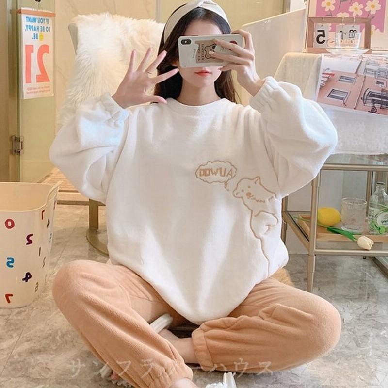 ルームウェア 部屋着 寝巻き パジャマ レディース 安い おしゃれ かわいい 長袖 高校生 冬 もこもこ 裏起毛 防寒 お揃い ふわふわ 暖かい 韓国風 厚手 通販 Lineポイント最大0 5 Get Lineショッピング