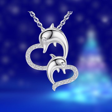 純銀項鍊．愛情的守護神｜跳躍海豚．925純銀．客製刻字