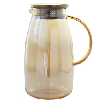 JUST HOME 透亮耐熱玻璃壺 附蓋  1個  1.8L  琥珀色