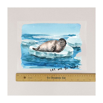 布用極地海獺救救冰山燙印貼 | 熱轉印花貼紙