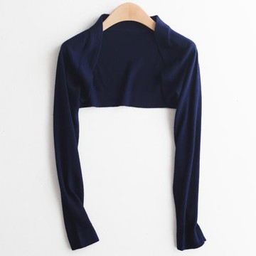 春秋晚晚同款冰絲針織開衫女高腰空調衫短款外套防曬衣薄款小披肩