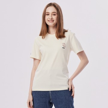 moz瑞典 三隻駝鹿 印花100%純棉短T-奶油白(亞洲版)女款