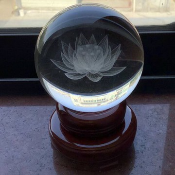 水晶球蓮花擺件內雕球風水球鎮宅辟邪球工藝裝飾品辦公室擺設