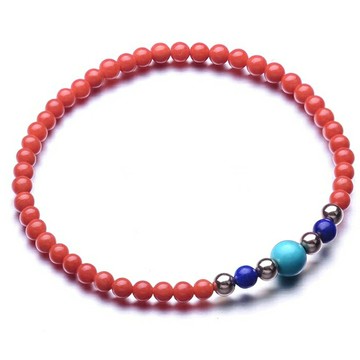 開光 天然南紅瑪瑙手鏈 單圈南紅瑪瑙腳鏈 綠松石青金石配珠配飾