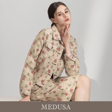 現貨【MEDUSA 曼度莎】法式復古玫瑰緹花牛仔夾克（M-XL）｜女外套 牛仔外套 氣質風格