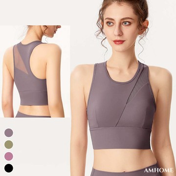 【Amhome】英國造型網紗瑜伽防震運動背心# 109933(現貨+預購)