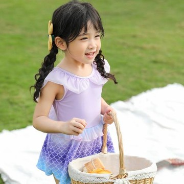 外貿兒童泳衣可愛小公主泳裝2022年新款女童洋氣連體美人魚游泳衣