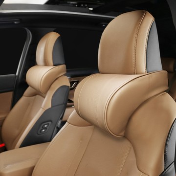 GMG Motors Real Neck 車用頸枕 皮革記憶棉 鞍棕色 2入組  馬鞍棕色  2個