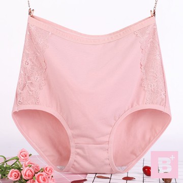 大尺碼-蕾絲-高腰-透氣內褲-豆粉/膚/黑/淺/紅-0303074