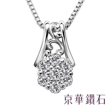 鑽石項鍊 10K白金 配鑽7顆共0.10克拉『小花朵(一)』京華鑽石