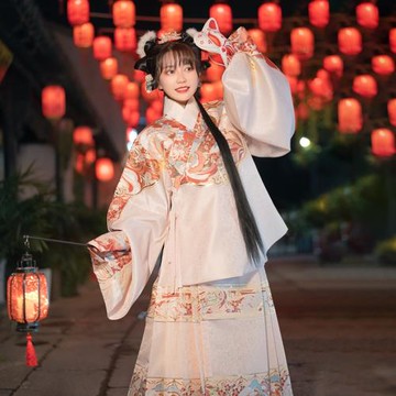 明堂拾遺漢服【云狐漫卷】仿妝花織錦明制交領短襖馬面裙4米擺