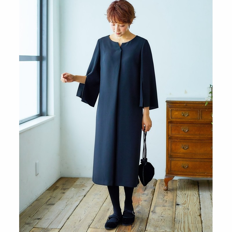 Nissen ニッセン 喪服 礼服 フォーマル ワンピース 前開き 授乳にも 七分袖 着脱楽々 キーネック レディース 通販 Lineポイント最大get Lineショッピング