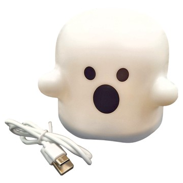 可愛呆萌小幽靈LED夜燈 USB接口充電 長按無極調光 30分鐘定時關燈  白色-款式隨機
