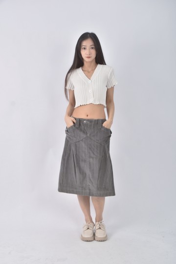 (L) a ecaw質感棉質純棉灰色短裙