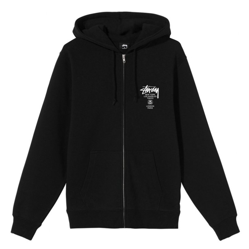 STUSSY WORLD TOUR ZIP HOOD ステューシー スウェット パーカー ジップアップ ベーシックロゴ [並行輸入品] 通販  LINEポイント最大0.5%GET | LINEショッピング