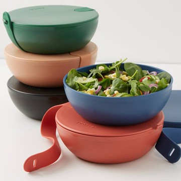 圓型零死角可攜帶餐盒/塑料 深藍