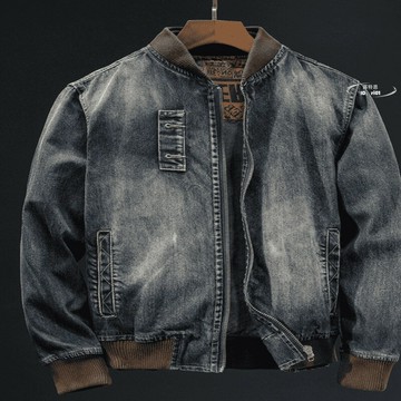 【滿額免運】男秋冬潮流 拉鏈牛仔外套 騎行裝 機車夾克 棒球領外套 韓版 修身百搭 上衣