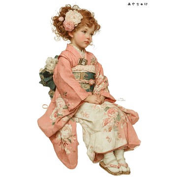 【12月新品4】07-114-0169 人物貼紙 和服復古