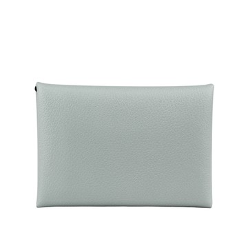 HERMES Calvi Duo Evercolor皮釦式卡片夾/零錢包(冰川藍) H085238CK8U