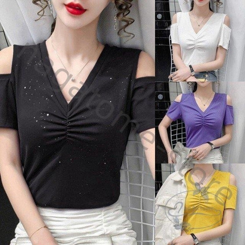 トップス レディース 春 夏 カジュアル 新作 春服 春夏コーデ カットソー カットアウト Tシャツ 半袖 肩出し Vネック オープンショルダー 大人可愛い シンプル 通販 Lineポイント最大0 5 Get Lineショッピング