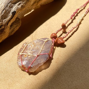 巧克力富豪 天然礦石 蠟線編織項鍊