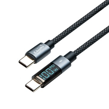 E-books XA49 鋁製Type C to C 100W數顯智能穩壓充電傳輸線-2M 支援iPhone 17/16/15