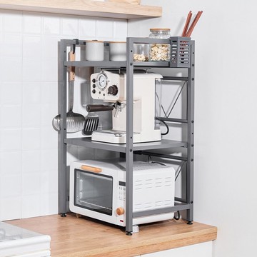 日本天馬 桌上型伸縮式微波爐烤箱收納置物架(方框三層)