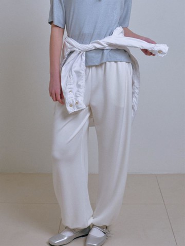 Silvaire Silk Modal Scuba Pants [WHITE FROST]