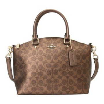 COACH  防刮PVC 皮革貝殼型手提/斜背兩用包(古銅金)