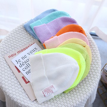 東大門字母貼布1980包芯紗毛線帽秋冬針織帽親子帽子潮搭保暖毛線1入