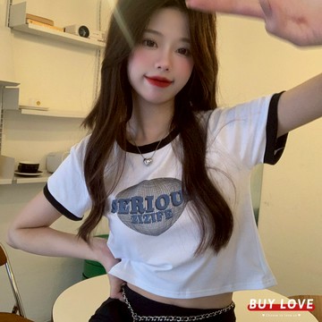 【買到戀愛】隔日到貨 美式印花短袖上衣 復古 街頭 T恤 短T 短袖T 韓T 女上衣 短版T 【FT2801】