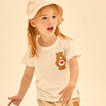 韓國 Care Bears - 聯名款經典熊印短袖上衣-愛心棕熊