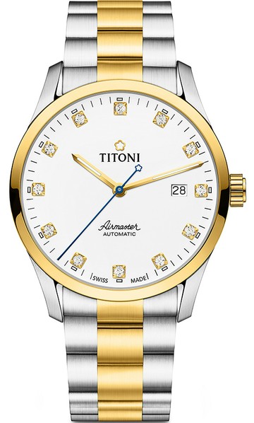 TITONI 梅花錶 空中霸王 系列 AIRMASTER 機械腕錶(83743SY-582)-39mm-白面雙色鋼帶【刷卡回饋 分期0利率】【APP下單點數13倍送】