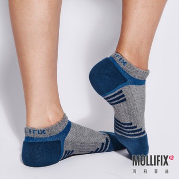 Mollifix 瑪莉菲絲 氣墊運動短襪 (灰+藍綠)