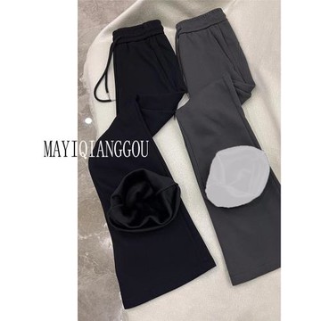 175高個子加長加絨加厚喇叭褲女秋冬顯瘦修身運動褲超長180拖地褲