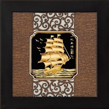 【開運陶源】金箔畫 純金 *小古典中國風系列*(一帆風順)...24x24cm